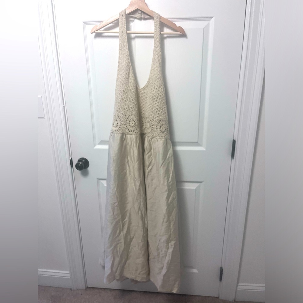 LOFT Petite Crochet Halter Midi Dress - Picture 6 of 16
